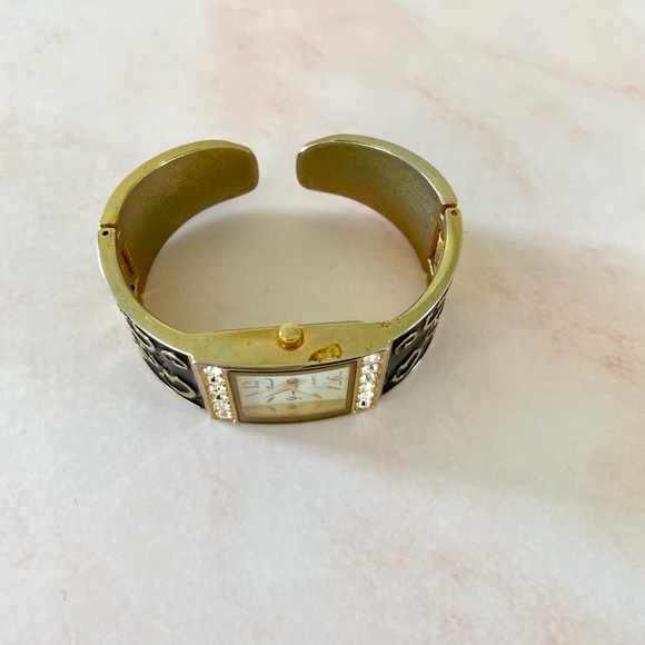 Black & Gold Rhinestone Encrusted Watch - Picture 3 of 4